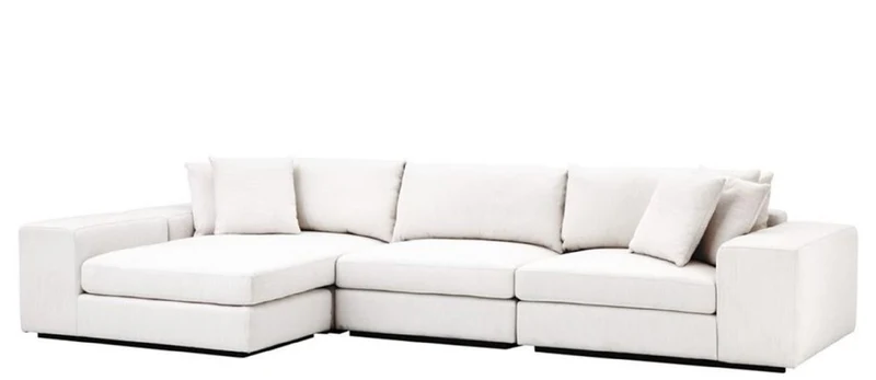 Casa Padrino Luxus Wohnzimmer Ecksofa Weiß / Schwarz 380 x 200 x H. 90 cm - Luxus Möbel