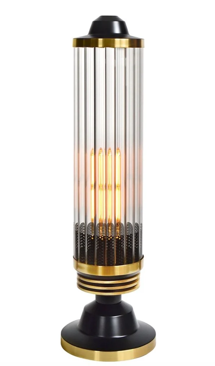 Casa Padrino Luxus Designer Tischlampe Schwarz / Messing - Hotel Kollektion