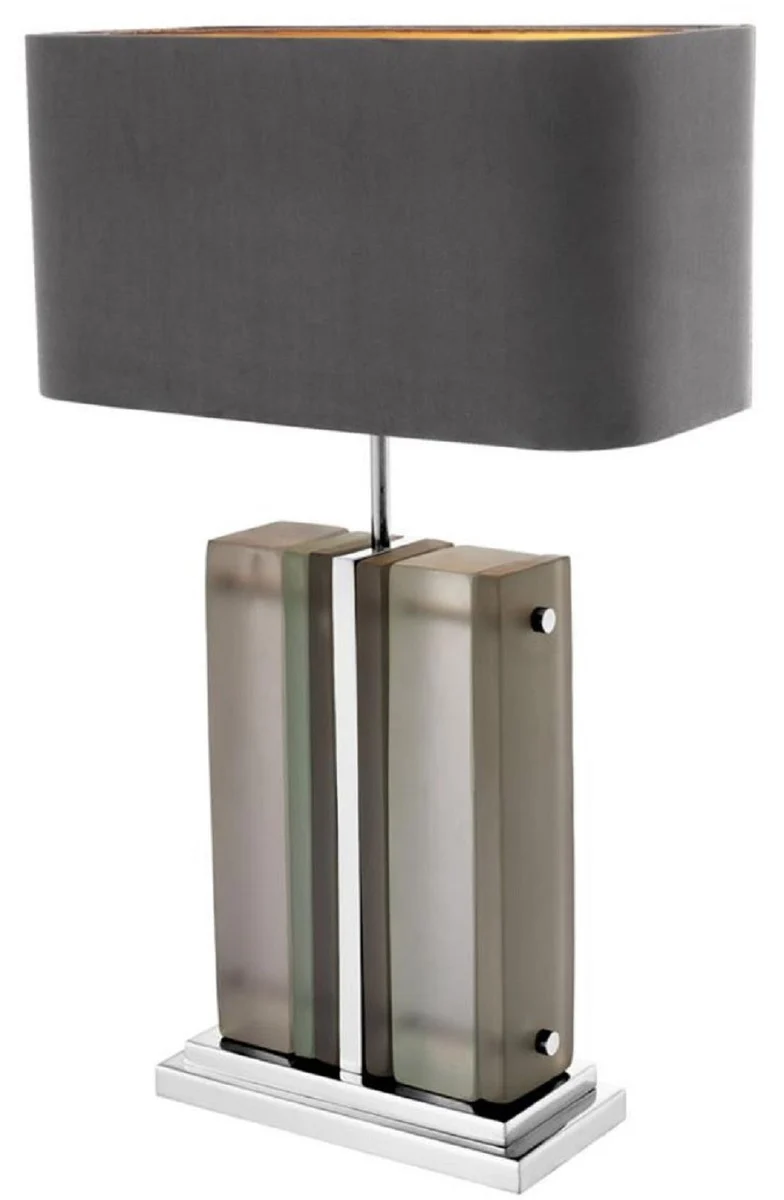 Casa Padrino Luxus Tischleuchte Silber / Grau 45 x 22 x H. 73 cm - Hotel & Restaurant Tischlampe