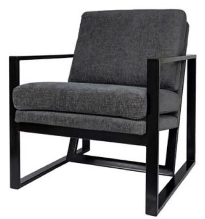 Casa Padrino Luxus Club Sessel mit Metallrahmen Grau / Schwarz 80 x 70 x H. 85 cm - Hotel Möbel