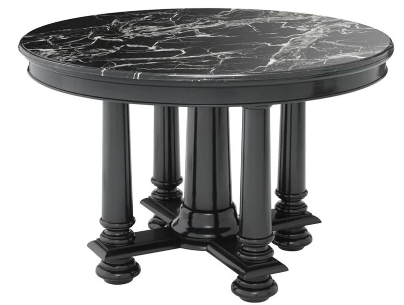 Casa Padrino Luxus Hotel Salon Tisch in schwarz mit schwarzer Marmorplatte 120,5 x H. 78 cm - Luxus Qualität