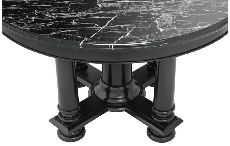 Casa Padrino Luxus Hotel Salon Tisch in schwarz mit schwarzer Marmorplatte 120,5 x H. 78 cm - Luxus Qualität