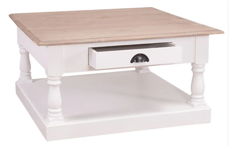 Casa Padrino Landhausstil Couchtisch mit Schublade 90 x 90 x H. 47 cm - Landhausstil Möbel
