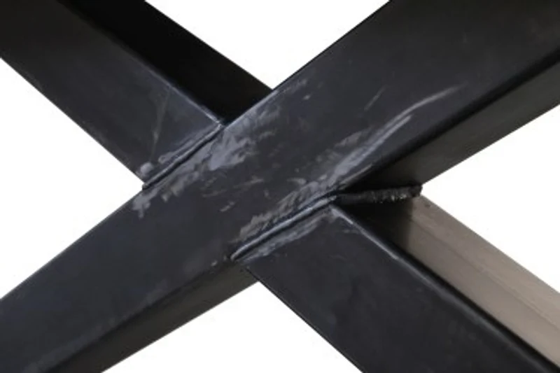 Casa Padrino Luxus Massivholz Esstisch mit Metallgestell - Eiche - 200 cm x 100 cm x H78 cm - Schwere Ausführung