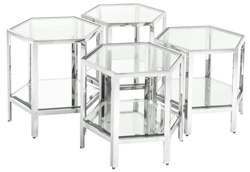 Casa Padrino Luxus Couchtisch 4er Set Silber - Designer Wohnzimmertisch