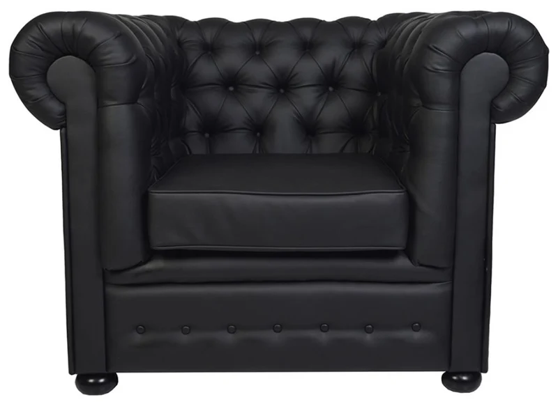 Casa Padrino Luxus Echtleder Sessel 115 x 93 x H. 84 cm - Verschiedene Farben - Chesterfield Möbel