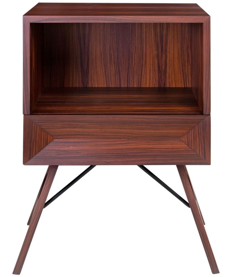 Casa Padrino Luxus Rosenholz Nachttisch mit Schublade Braun 50 x 40 x H. 70 cm - Schlafzimmermöbel