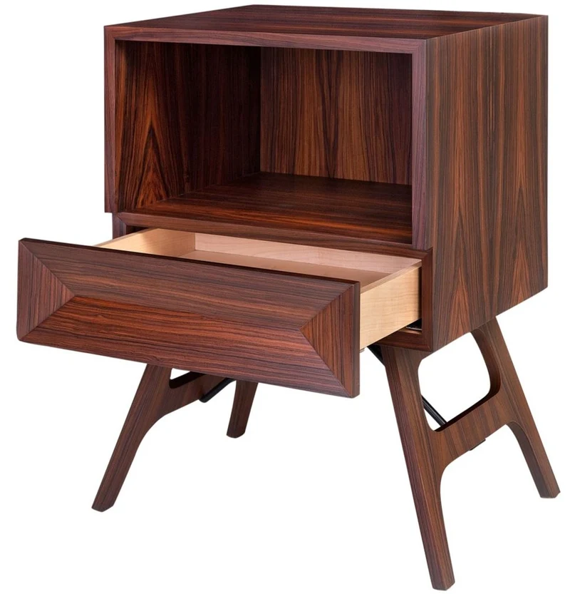 Casa Padrino Luxus Rosenholz Nachttisch mit Schublade Braun 50 x 40 x H. 70 cm - Schlafzimmermöbel