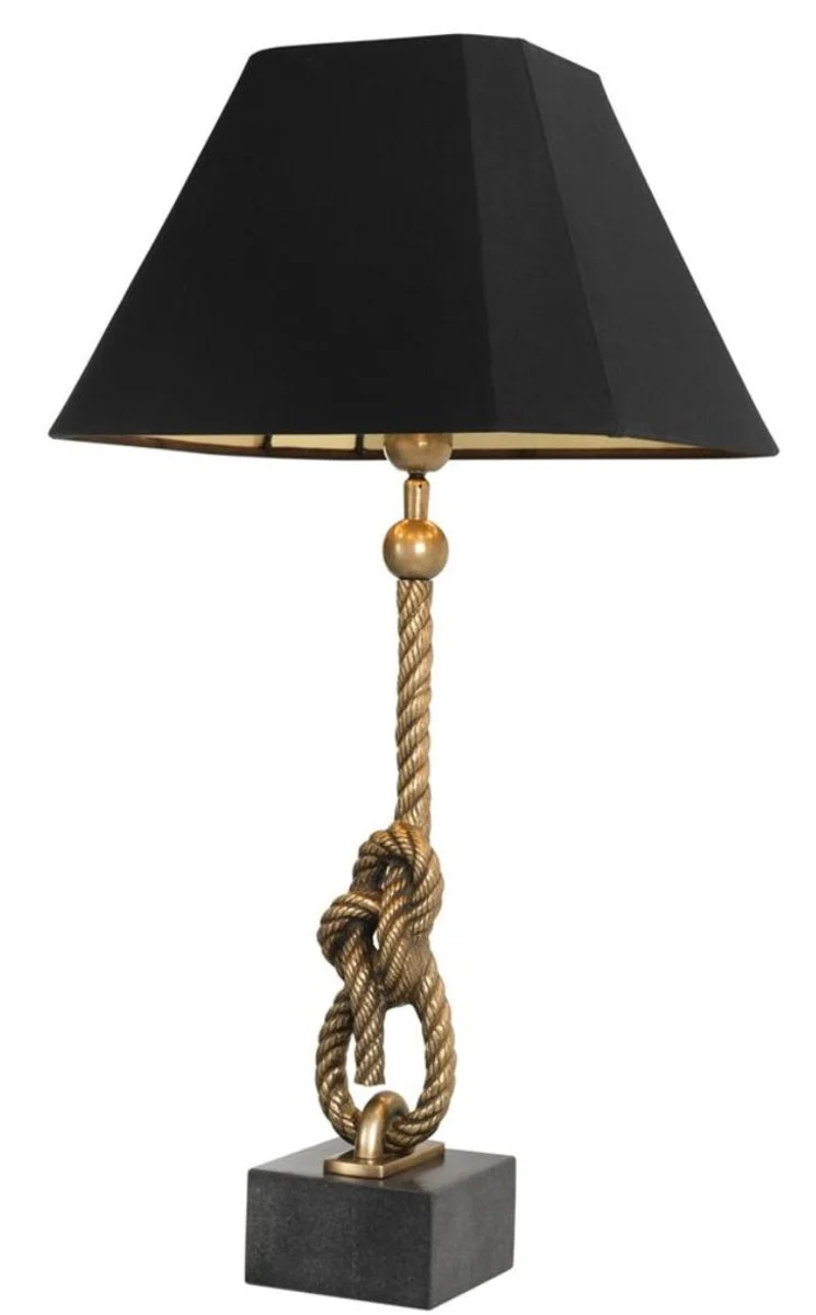 Casa Padrino Luxus Tischleuchte mit Granitsockel vintage messing / schwarz - Luxus Kollektion