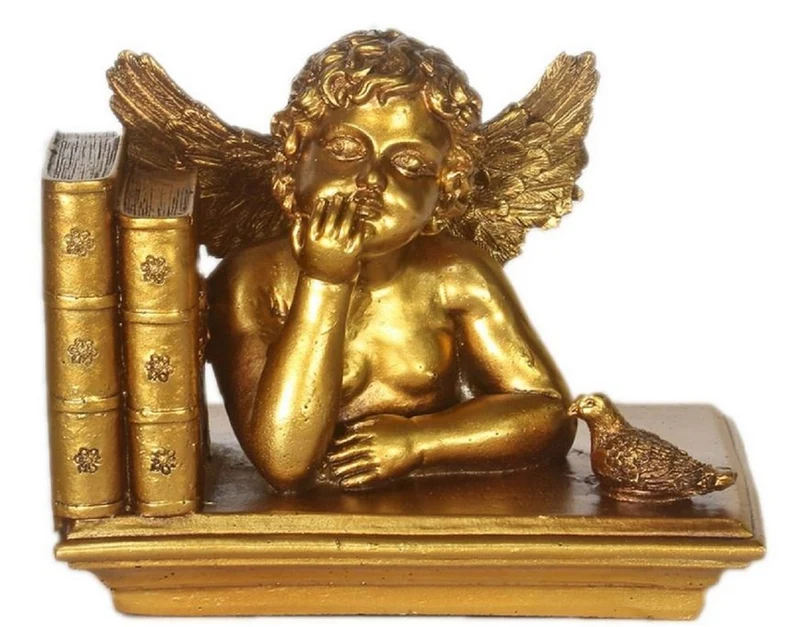 Casa Padrino Barock Buchstützen Set Engel Gold 18 x 11 x H. 14 cm - Barock Deko Accessoires
