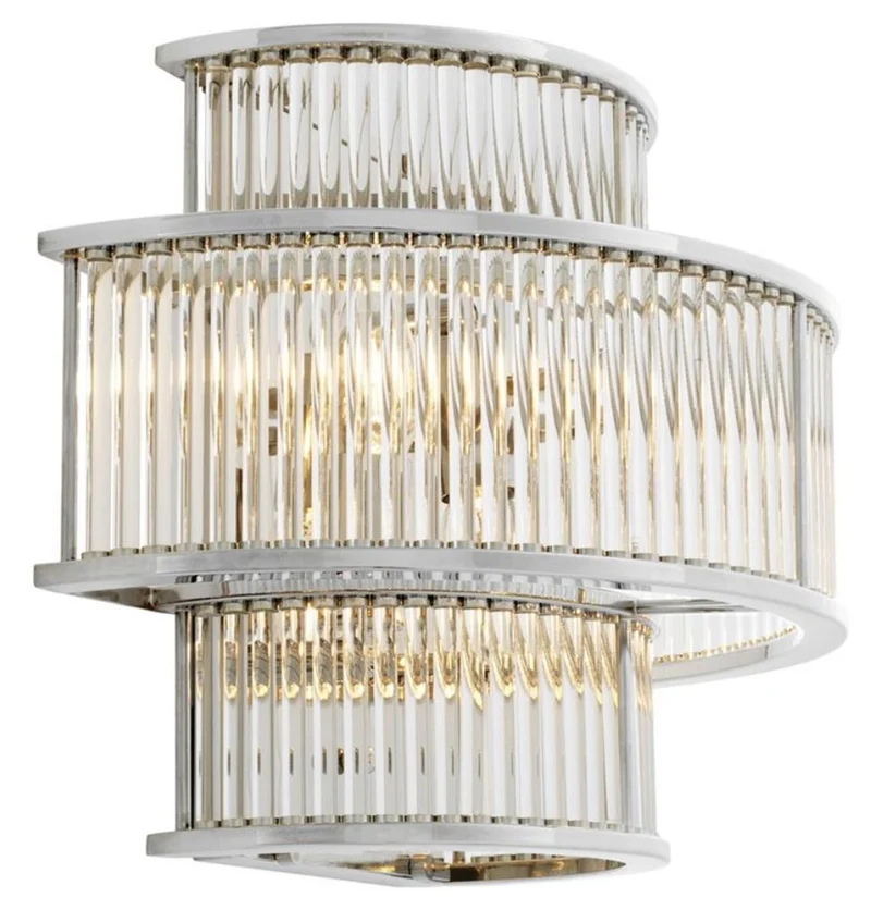 Casa Padrino Hotel Restaurant Wandlampe Silber 35 x 19 x H. 28 cm - Wohnzimmer Wandleuchte