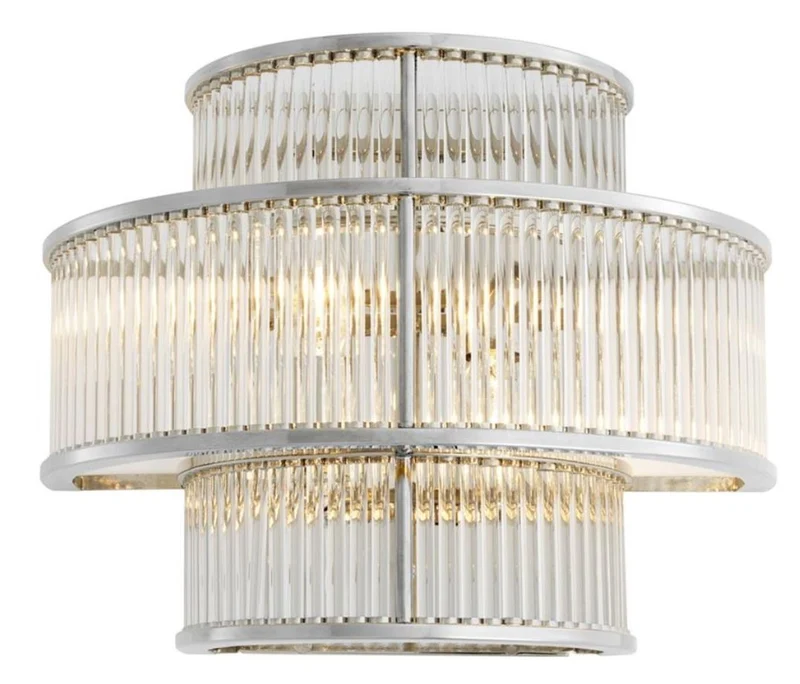 Casa Padrino Hotel Restaurant Wandlampe Silber 35 x 19 x H. 28 cm - Wohnzimmer Wandleuchte