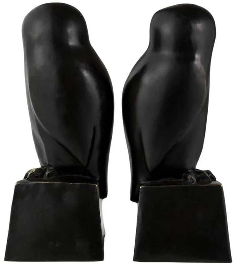 Casa Padrino Designer Bronze Eulen Buchstützen 2er Set - Luxus Bronzefiguren
