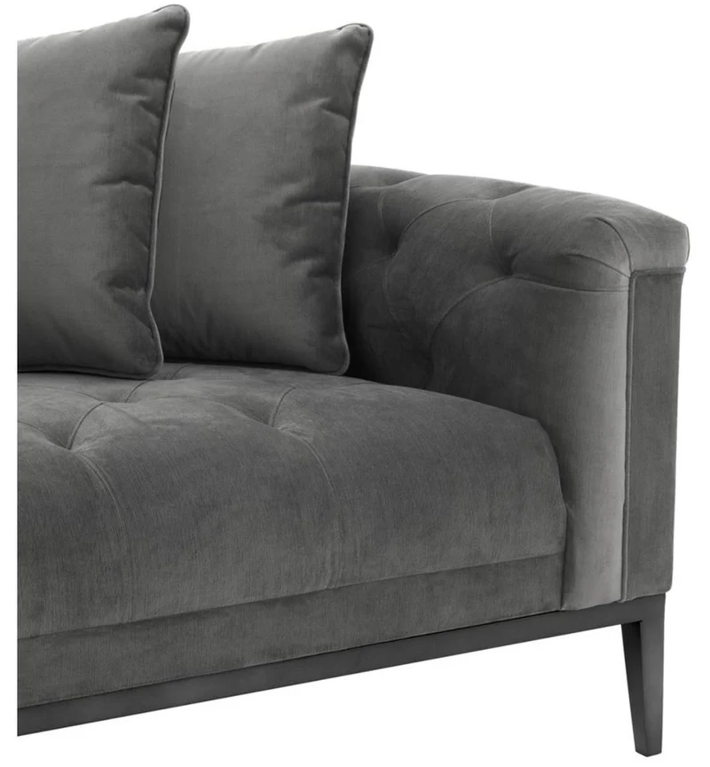 Casa Padrino Luxus Sofa Dunkelgrau Rechtsseitig 220 x 96 x H. 66 cm - Hotel Möbel