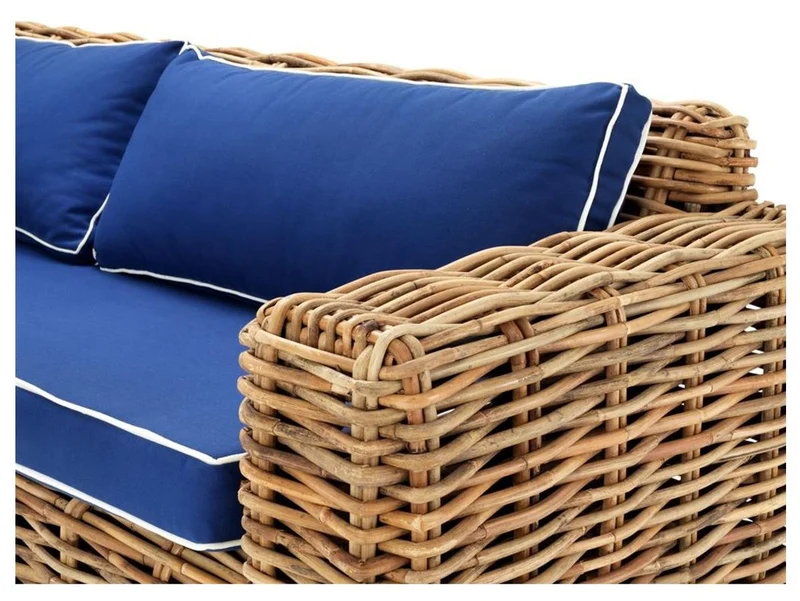 Casa Padrino Designer Rattan Sofa 230 x 88 x H. 69 cm - Luxus Wohnzimmer Möbel