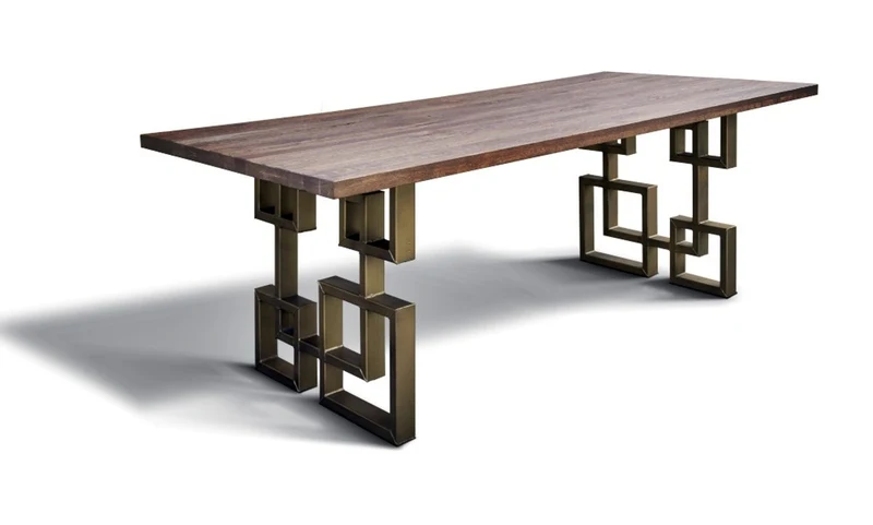 Casa Padrino Esstisch im industriellen Design - Eiche - 200 x 100 x H. 78 cm - Luxus Esszimmermöbel