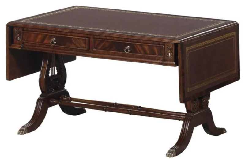 Casa Padrino Luxus Barock Couchtisch Dunkelbraun / Braun 84 x 56,3 x H. 49,5 cm - Wohnzimmermöbel