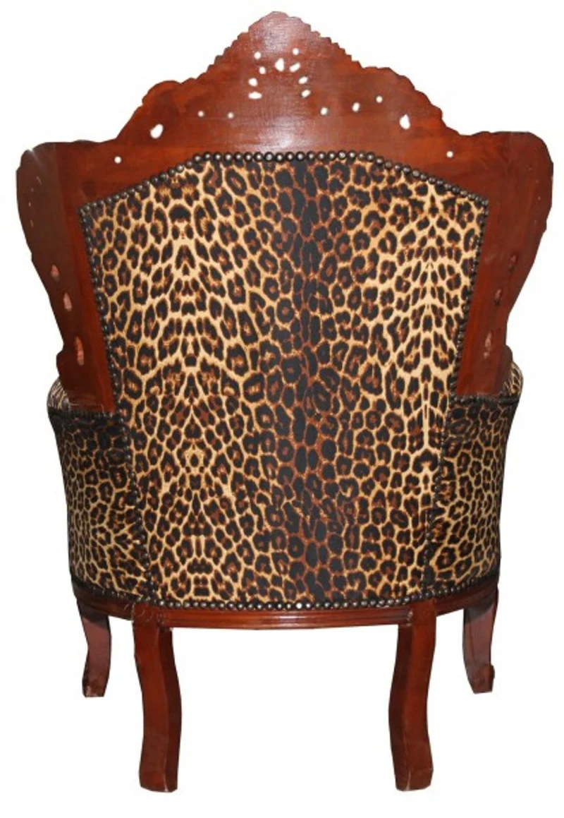 Casa Padrino Barock Sessel King Leopard / Braun 85 x 85 x H. 120 cm