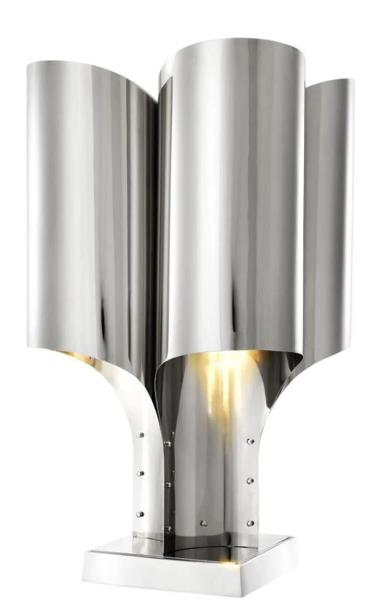 Casa Padrino Tischleuchte Silber 46 x 46 x H. 82,5 cm - Luxus Tischlampe