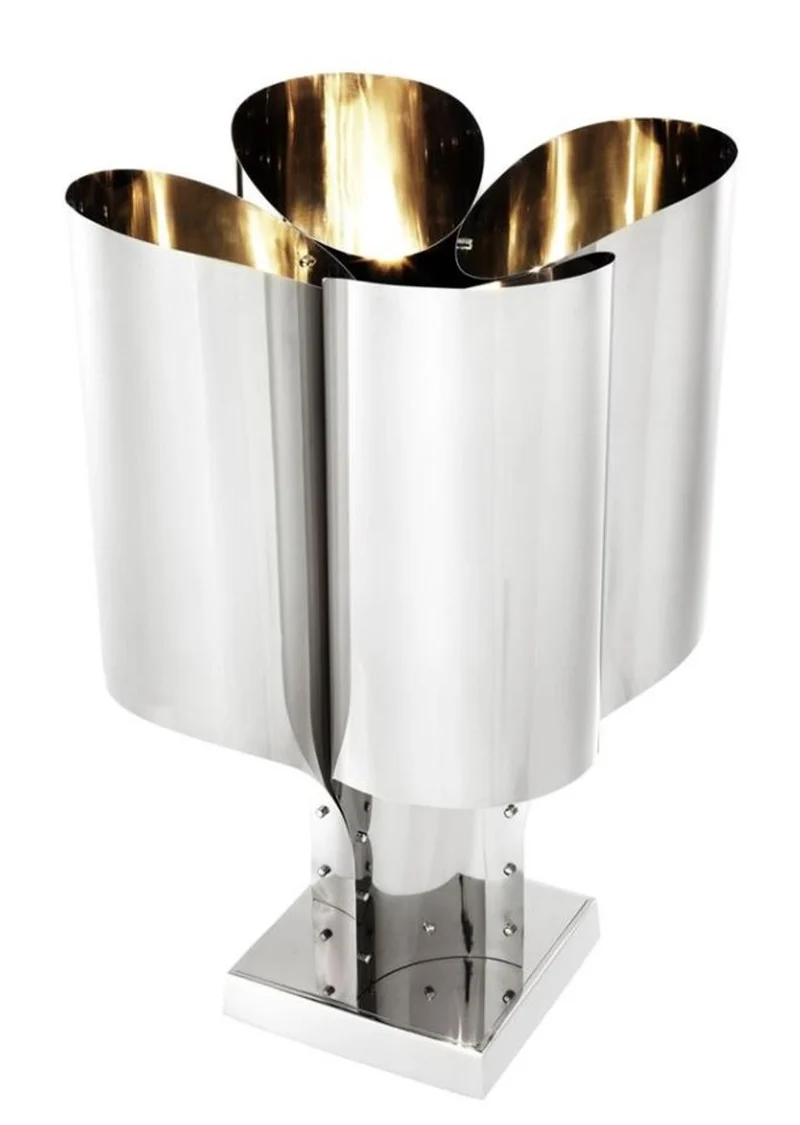 Casa Padrino Tischleuchte Silber 46 x 46 x H. 82,5 cm - Luxus Tischlampe