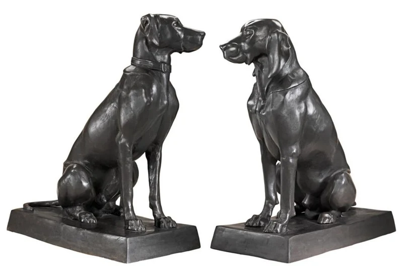 Casa Padrino Luxus Bronzefiguren 2er Set Hunde 32 x 60 x H. 73 cm - Limited Edition