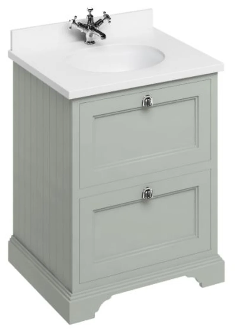 Casa Padrino Waschschrank / Waschtisch mit Marmorplatte und 2 Schubladen 67 x 55 x H.93 cm