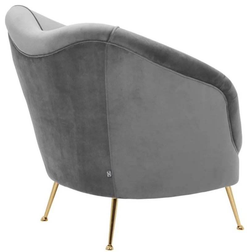 Casa Padrino Luxus Salon Sessel Grau / Messing 85 x 77 x H. 80 cm - Luxus Kollektion
