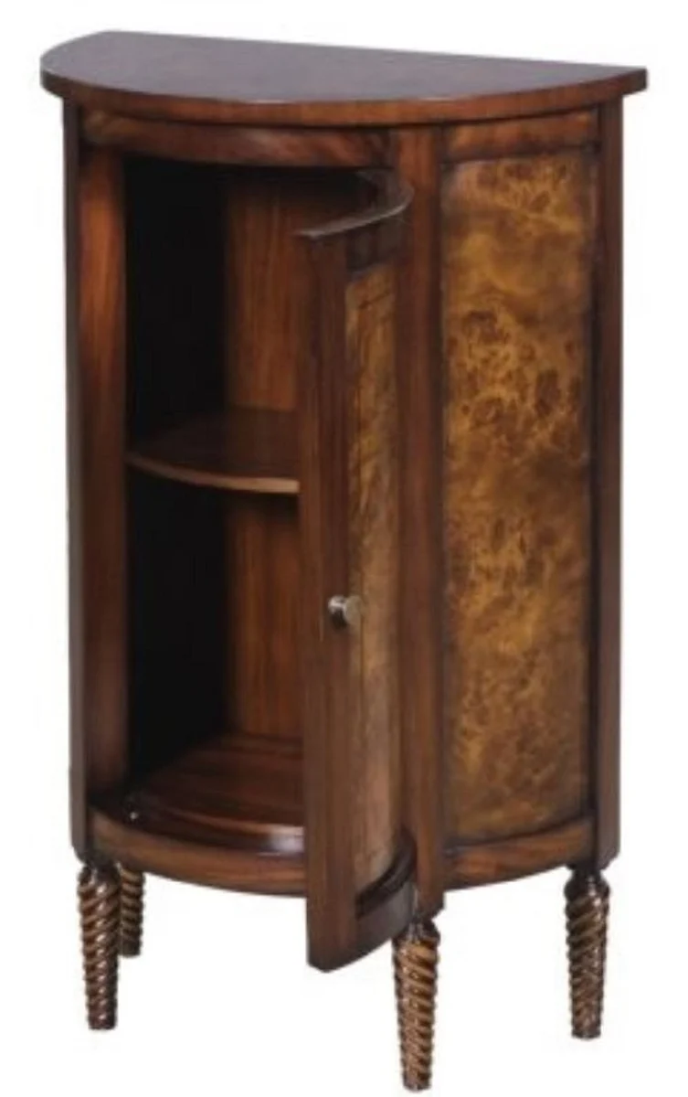 Casa Padrino Luxus Jugendstil Kommode Hellbraun / Braun 51 x 28 x H. 82 cm - Kleiner Halbrunder Schrank mit Tür