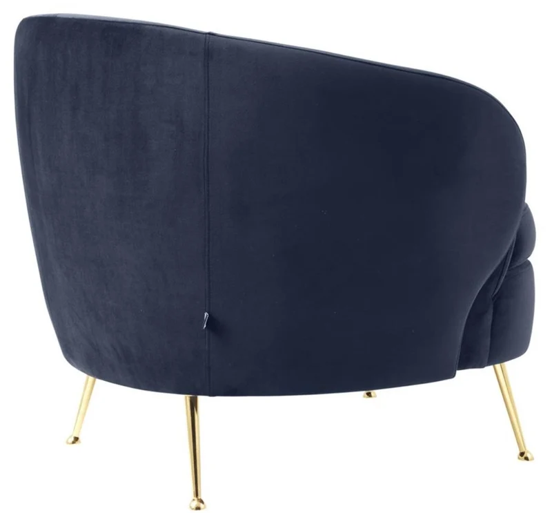 Casa Padrino Luxus Wohnzimmer Samtsessel Mitternachtsblau / Messingfarben 92 x 85 x H. 79 cm - Luxus Möbel