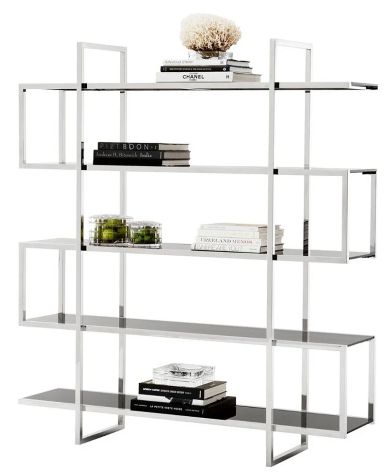 Casa Padrino Designer Regalschrank Silber 160 x 42 x H. 180 cm - Limited Edition