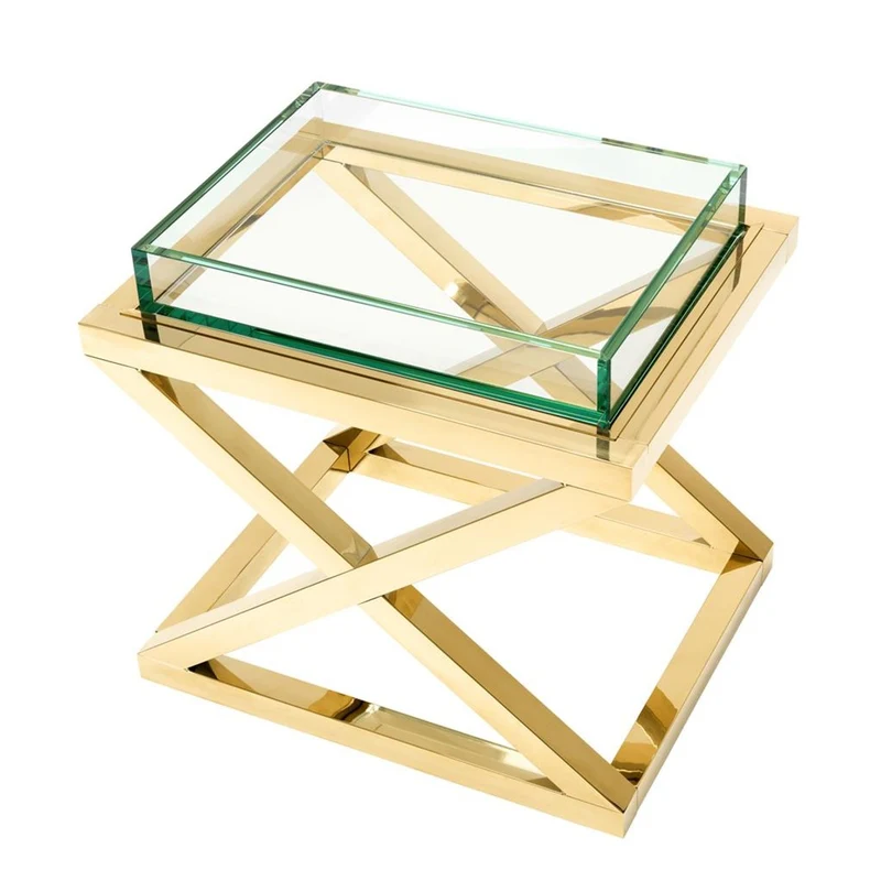 Casa Padrino Luxus Beistelltisch / Wohnzimmertisch Gold 61 x 48 x H. 58,5 cm - Hotel Möbel