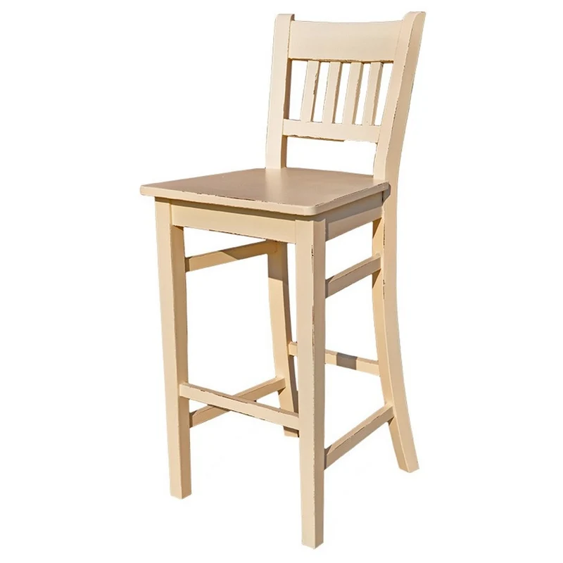 Casa Padrino Bar Stuhl Massivholz - Shabby Chic Landhaus Stil Barhocker
