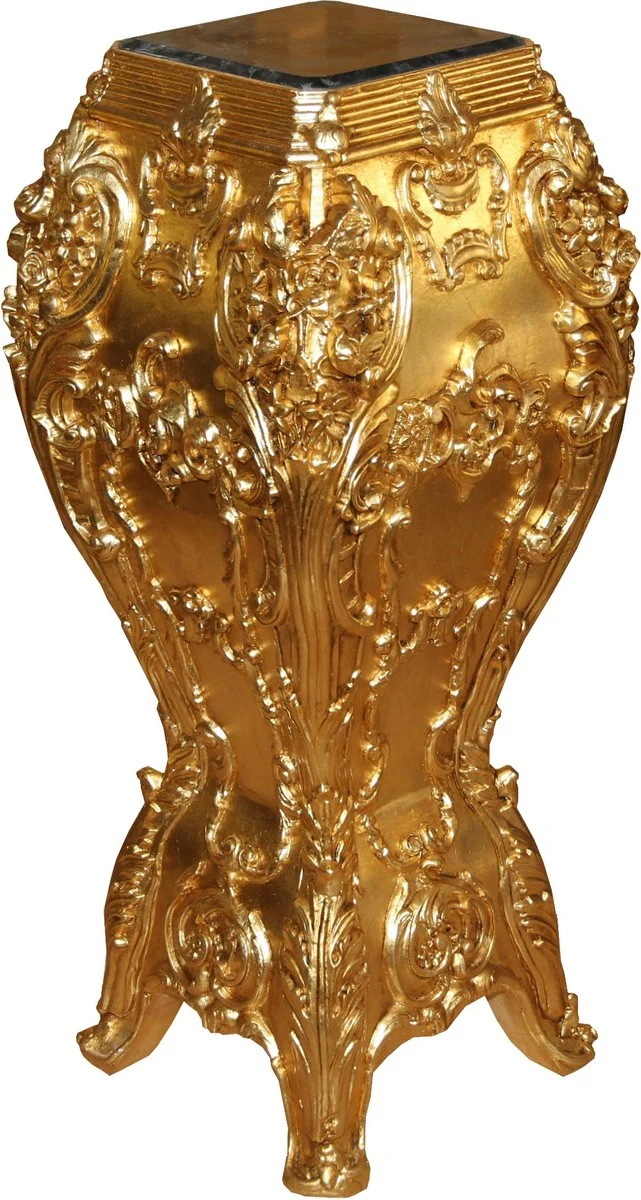 Casa Padrino Barock Luxus Marmor Säule Gold / Schwarz 38 x 37 x H.88 cm