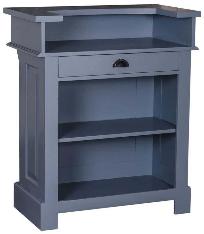 Casa Padrino Landhausstil Theke Blau 90 x 51 x H. 107 cm - Massivholz Thekentisch mit Schublade