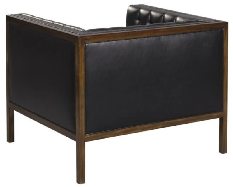 Casa Padrino Chesterfield Echtleder Sessel Schwarz / Braun 91 x 78 x H. 72 cm - Hotel Möbel