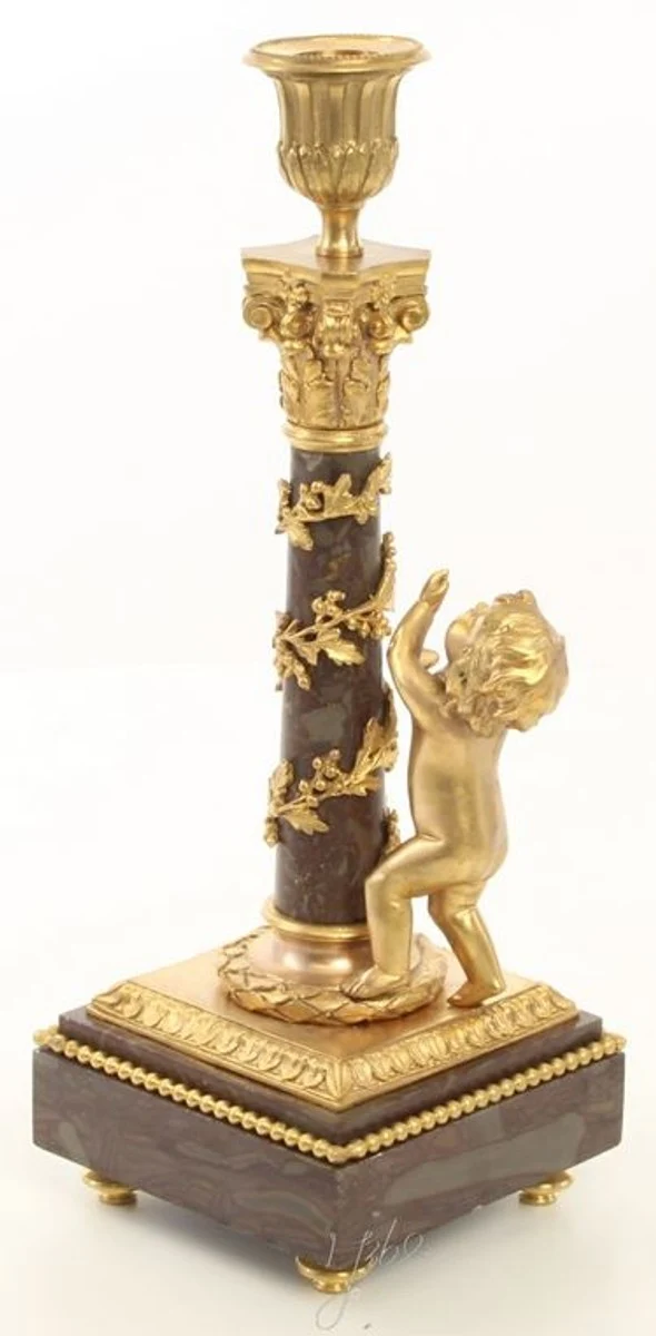 Casa Padrino Jugendstil Kerzenhalter Set Gold / Schwarz 11 x 12,4 x H. 31,5 cm - Barock & Jugendstil Deko