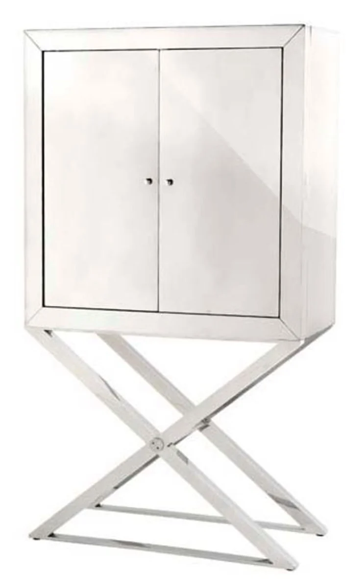 Casa Padrino Designer Edelstahl Schrank Silber - Luxus Wohnzimmer Möbel