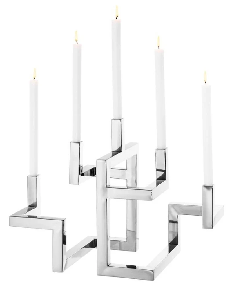 Casa Padrino Luxus Edelstahl Kerzenhalter / Kerzenständer 5-armig - Luxus Hoteleinrichtung