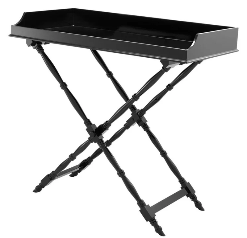 Casa Padrino Designer Mahagoni Tablett Schwarz 110 x 56 x H. 103 cm - Luxus Serviertablett