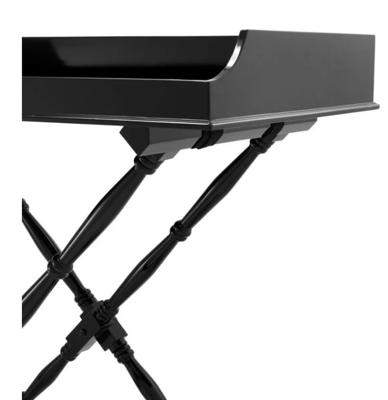 Casa Padrino Designer Mahagoni Tablett Schwarz 110 x 56 x H. 103 cm - Luxus Serviertablett