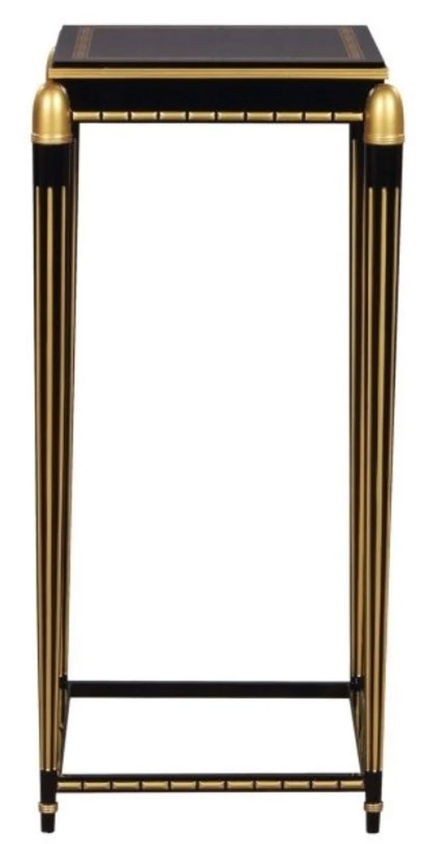 Casa Padrino Luxus Wohnzimmer Blumentisch Schwarz / Gold 45 x 45 x H. 95 cm - Luxus Beistelltisch