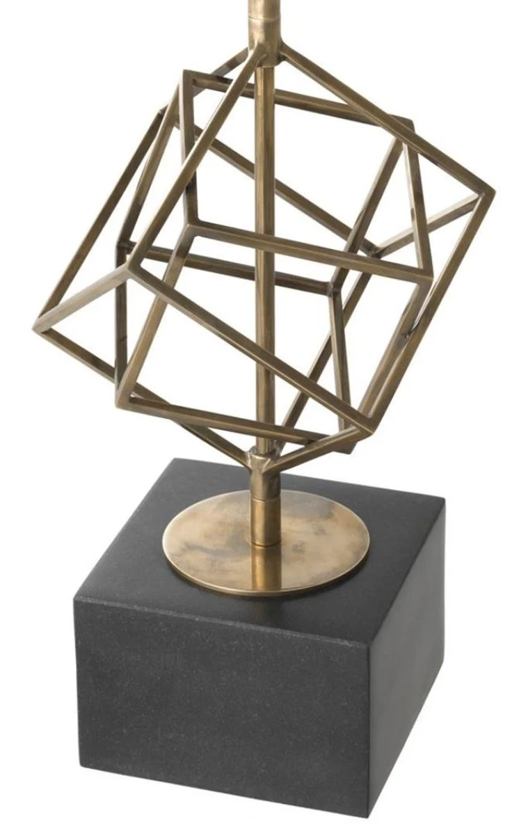 Casa Padrino Luxus Tischleuchte Vintage Messingfarben / Braun 40 x H. 98 cm - Designer Tischlampe