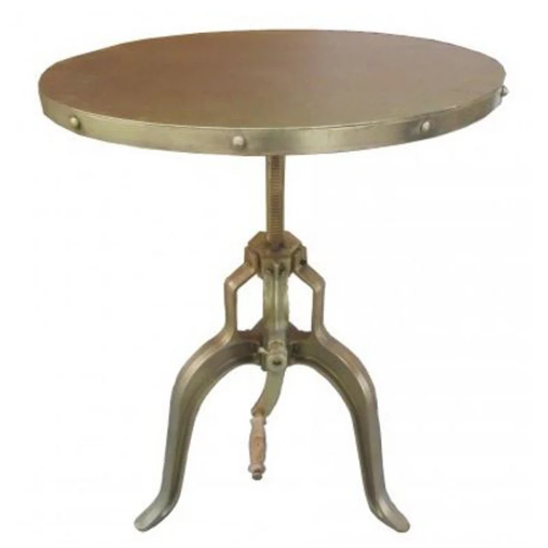 Casa Padrino Industrial Beistelltisch mit Kurbel Gold 75 x H. 72-98 cm - Designer Hotel Möbel - Industrial Design Tisch
