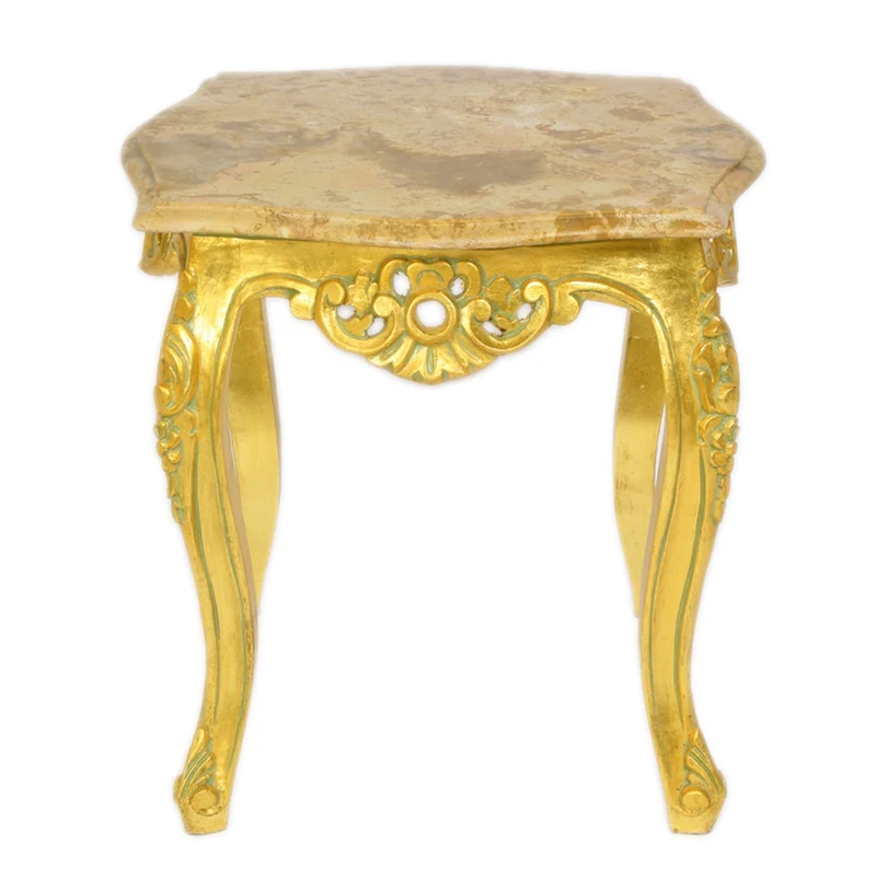 Casa Padrino Barock Beistelltisch Gold mit cremefarbener Marmorplatte 55 x 55 cm x H 55 cm