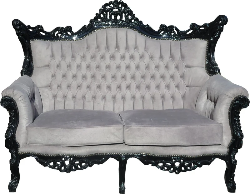 Casa Padrino Barock 2-er Sofa Master im Antik Stil, Grau / Schwarz, Breite 168 cm