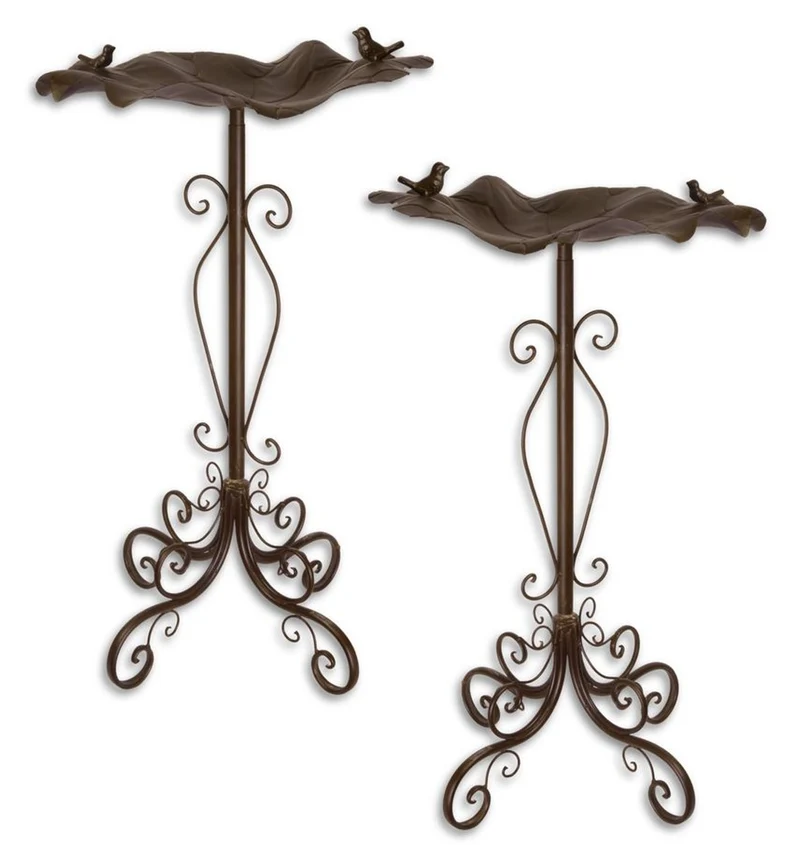 Casa Padrino Jugendstil Vogelbad 2er Set Braun 48,8 x 47,2 x H. 84,1 cm - Garten Deko