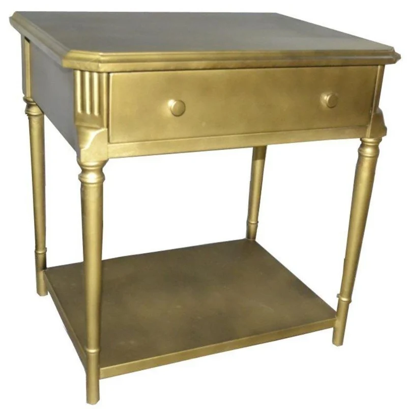 Casa Padrino Luxus Art Deco Nachttisch mit Schublade in Gold - Antik Stil Beistelltisch - 66 x 50 x 68 cm