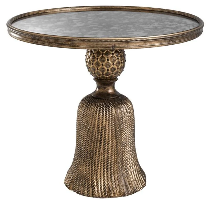 Casa Padrino Luxus Beistelltisch Antik Gold Ø 53,5 x H. 47 cm - Luxus Wohnzimmermöbel