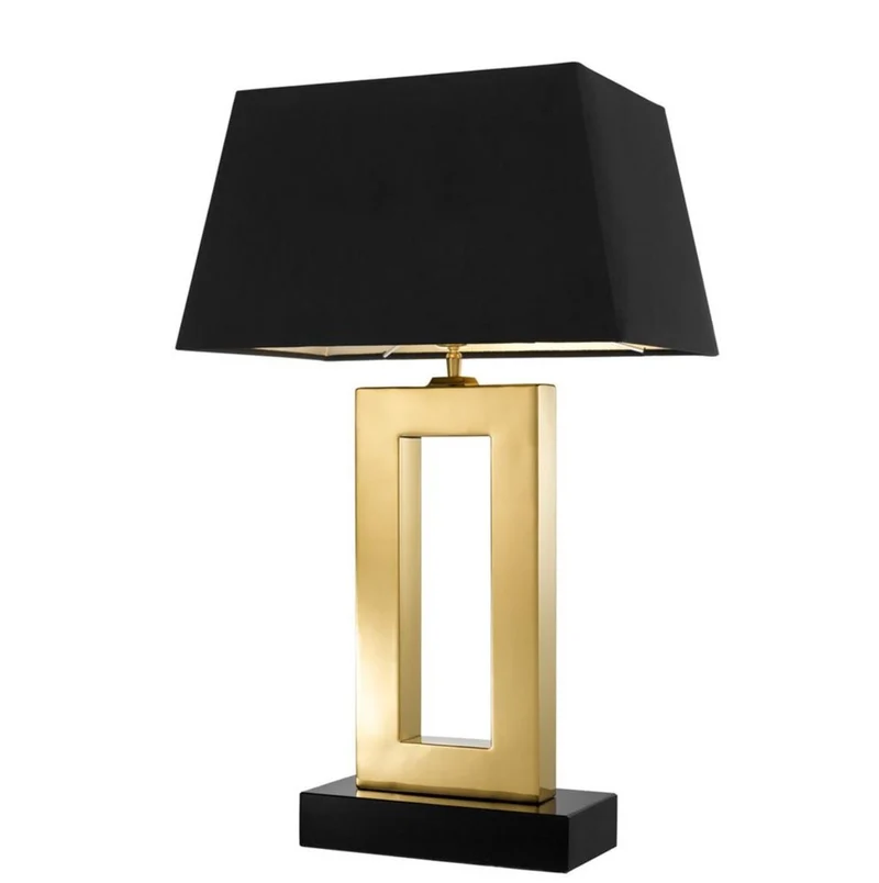 Casa Padrino Designer Tischleuchte 45 x H. 71 cm - Luxuriöse Tischlampe in Schwarz und Gold