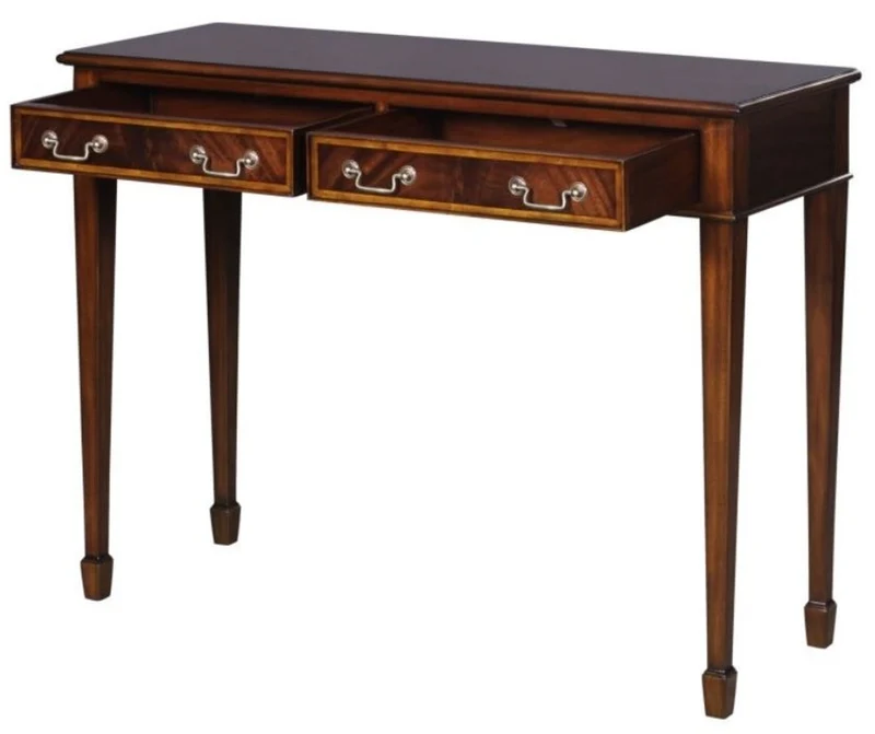Casa Padrino Jugendstil Mahagoni Konsole Braun 102,5 x 36,3 x H. 78,6 cm - Luxus Jugendstil Konsolentisch mit 2 Schubladen